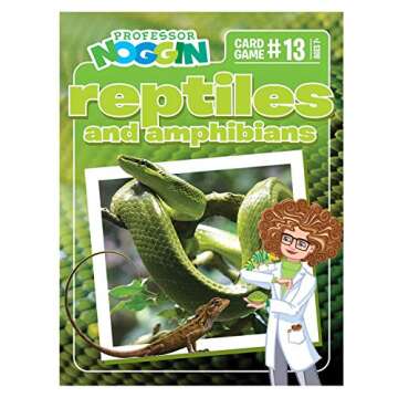 Outset Media Professor Noggin's Reptiles and Amphibians Trivia Card Game - an Educational Based Card Game for Kids - Trivia, True or False, and Multiple Choice - Ages 7+ - Contains 30 Cards