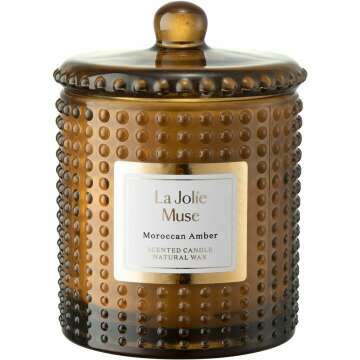 LA JOLIE MUSE Sahara Amber Candles for Home Scented, Candles Gifts for Women & Men, Luxury Glass Jar Candles, Natural Soy Candles, 75 Hours Long Burning, 10 oz