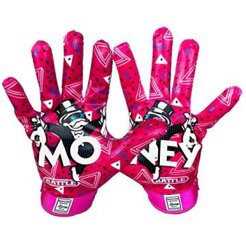 Battle Sports Money Man Ultra-Stick Football Receiver Gloves for Youth