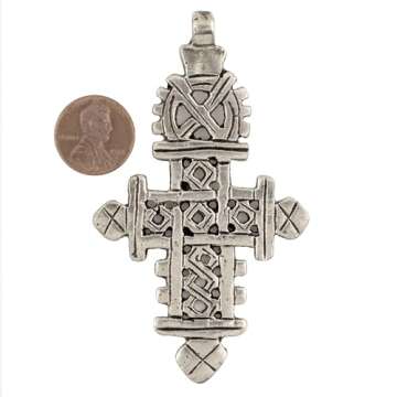 Silver Ethiopian Coptic Cross Pendant, African Abyssinian Design, Orthodox Christian Pendant for Jewelry, The Bead Chest