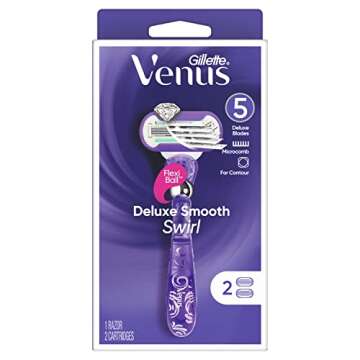 Gillette Venus Deluxe Smooth Swirl Women's Razor Handle + 2 Blade Refills