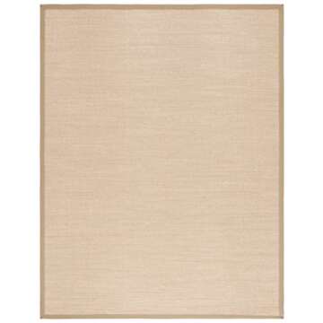 SAFAVIEH Natural Fiber Collection Area Rug - 8' x 10', Maize & Linen, Border Sisal Design, Easy Care, Ideal for High Traffic Areas in Living Room, Bedroom (NF141B)