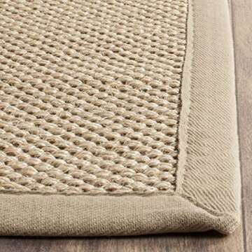 SAFAVIEH Natural Fiber Collection Area Rug - 8' x 10', Maize & Linen, Border Sisal Design, Easy Care, Ideal for High Traffic Areas in Living Room, Bedroom (NF141B)