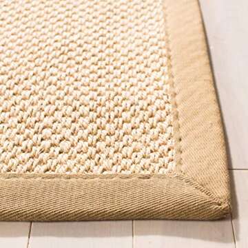 SAFAVIEH Natural Fiber Collection Area Rug - 8' x 10', Maize & Linen, Border Sisal Design, Easy Care, Ideal for High Traffic Areas in Living Room, Bedroom (NF141B)