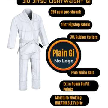 Knockout Fight Gear Brazilian Jiu Jitsu Gi For Men, BJJ Gi Women Grappling gi ULTRA LIGHT, PRESHRUNK Sweat Wicking Fabric, Machine Washable With Free White Belt (White A3)