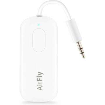 Twelve South AirFly Pro Bluetooth Wireless Audio Transmitter/ Receiver for up to 2 AirPods /Wireless Headphones; Use with any 3.5 mm Audio Jack on Airplanes, Gym Equipment, TVs, iPad/Tablets and Auto