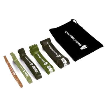 Gymreapers Pull up Resistance Bands for Weight Lifting, Pull Ups - Assistance Bands for Powerlifting, Stretching, WOD, Strength Training - for Men & Women (5 Bands - Military Set)