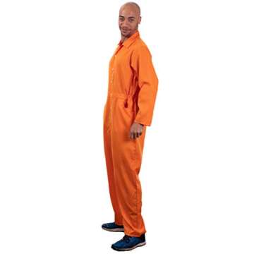 Ann Arbor T-shirt Co. Prisoner Jumpsuit | Orange Prison Inmate Halloween Costume Unisex Jail Criminal