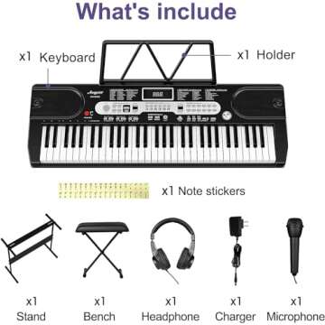 61-Key Portable Electric Keyboard Piano Set