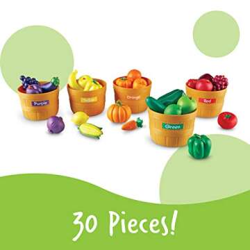 Learning Resources Farmer’s Market Color Sorting Set - 30 Pieces Age 18+ Months Toddler Learning Toys, Sorting Toys for Kids, Play Food,Easter Basket Stuffers​