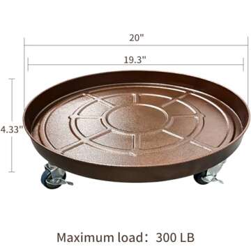 Kaoolaa 20" 3Pack Metal Plant Caddy with Wheels - Durable & Heavy Duty, Plant Dolly, Indoor/Outdoor Use, Lockable Casters for Easy Maneuvering, Large Flower Pot Stands for Gardens, Balconies