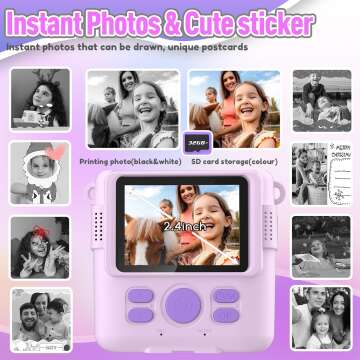 Instant Print Camera for Kids, HD Digital Video Cameras for Toddler