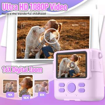 Instant Print Camera for Kids, HD Digital Video Cameras for Toddler