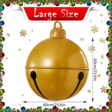 2PCS Inflatable Christmas Ball 23.6IN Giant Jingle Bell Inflatable Ball Fun Christmas Inflatable Yard Decor Xmas Balloon Pendant Outdoor Ornament for Garden Yard Patio Christmas Holiday Decor