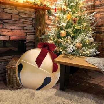 2PCS Inflatable Christmas Ball 23.6IN Giant Jingle Bell Inflatable Ball Fun Christmas Inflatable Yard Decor Xmas Balloon Pendant Outdoor Ornament for Garden Yard Patio Christmas Holiday Decor