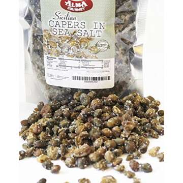 Alma Gourmet Sicilian Capers in Sea Salt Imported from Italy |1.1 Pound (500g)