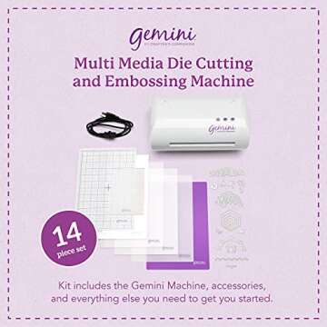 Gemini Electric Die Cutting & Embossing Machine With Pause and Rewind - Great For Scrapbooking, Card Making And Crafting - Includes Die Set - Large (9 x 12.5 inches), White