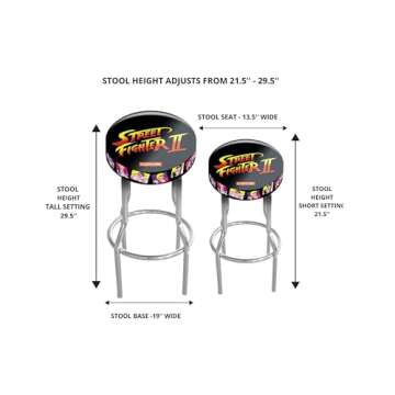 ARCADE1UP Legacy Stool Adjustable Height 21.5 inches to 29.5 inches (Street Fighter II Capcom)