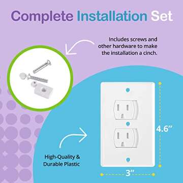 Self-Closing Electrical Wall Outlet Covers for Baby Proofing, Premium Plastic, Standard-Size Child Proof Outlet Cover, 4.6 x 3 Inches, Pack of 4, White - Wonderkid