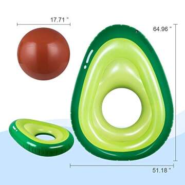 Obuby Inflatable Avocado Pool Float Floatie with Ball Fun Pool Floats Floaties Summer Swimming Pool Raft Lounge Beach Floaty Party Toys for Kids Adults