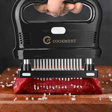 JY COOKMENT Meat Tenderizer Tool with 48 Stainless Steel Ultra Sharp Needle Blades, Detachable Kitchen Cooking Tool Best For Tenderizing, BBQ, Marinade