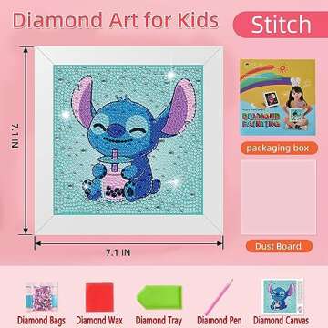 Miairivy Diamond Painting Kits for Kids, DIY 5D Cute Cartoon Diamond Art with Frame, Extremely Creative Gem Painting Crafts, Gifts, Birthday Gifts and Room Decor for Girls and Boys Ages 4-12 (Sth-1)