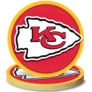 NFL Kansas City Chiefs Round Paper Plates - 9", 8 Pieces - Perfect for Game Day Parties & Tailgates