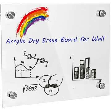 iCAGY Clear Acrylic Dry Erase Board - Small Wall-Mounted Whiteboard for Home & Office