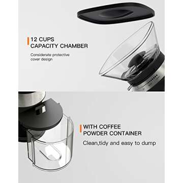 Electric Conical Burr Coffee Grinder, Adjustable Burr Mill with 19 Precise Grind Setting, Stainless Steel for Drip, Percolator, French Press, Espresso and Turkish Coffee Makers