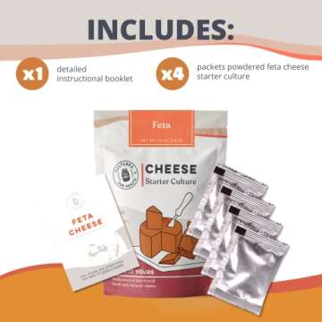 Cultures for Health Feta Cheese Starter | 4 Packets Mesophilic Powdered Active Cultures | Gluten Free Non-GMO Fresh Cheese | Beginner Friendly Artisan Cheesemaking | Make with Sheep, Cow, or Goat Milk