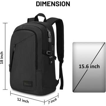 Mancro Slim Anti Theft Laptop Backpack with USB