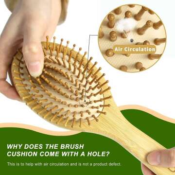 MRD Hair Brush Set, Natural Bamboo Comb Paddle Detangling Hairbrush, Wide-tooth and tail comb No Bristle, suit for Women Men and Kids Thick/Thin/Curly/Dry Hair Gift kit Yellow