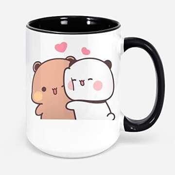 Panda Bear Hug Bubu Dudu Classic Mug, Coffee Mug Panda Collage Bear, Panda Bubu Dudu Cute Coffee Cup, Gifts for Birthday, Valentine's Day, Wedding, Anniversary, Pink Coffee Mug for Bear Lovers