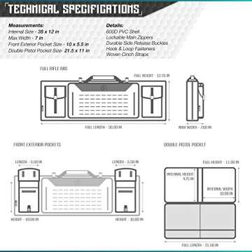 Savior Equipment Urban Warfare Tactical Double Carbine Long Rifle Bag Gun Case Firearm Backpack w/Pistol Handgun Case - 42 Inch X 12 Inch SW Gray