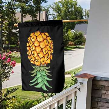 JOHN AHMED Upside Down Pineapple Symbol Garden Flag Durable And Uv Fade Resistant Garden Banner Double Side For Indoor/Outdoor Decoration Holiday Yard Sign/ Farmhouse/ Home/ Seasonal Decor 12x18 In