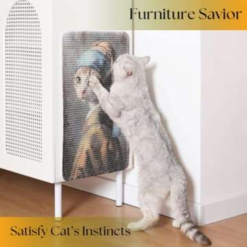 Furrther Sisal Cat Scratcher Post Mat for Walls & Couches