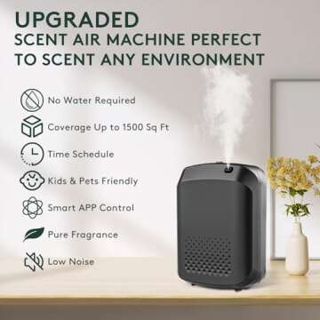 Smart Scent Air Machine for Home, 1500 Sq. Ft Coverage Hotel Collection Diffuser with Smart Cold Air Tech, Bluetooth Cold Air Diffusers with Smart APP Control for Home, Hotel, Spa, Office(Black)