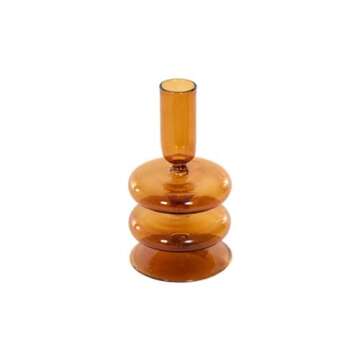 Saffron Candle Holder Stacked – by Alice Lane Home Collection - Elevate Your Ambiance – Exquisite Saffron Glass – Rich Warm Hue Stunning for All Occasions