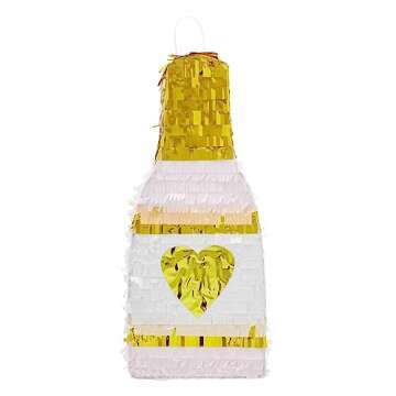 Sparkle and Bash 16.5 In Champagne Pinata for Bridal Shower, Bachelorette Game, 21st Birthday Party Supplies (16.5 x 7 x 3 In)