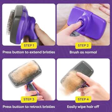 Hertzko Self Cleaning Slicker Brush for Dogs and Cats - Pet Hair Brush for Shedding Long and Short Hair - Grooming Brush with Easy Clean Retractable Bristles - Cat and Dog Grooming Tool - Purple