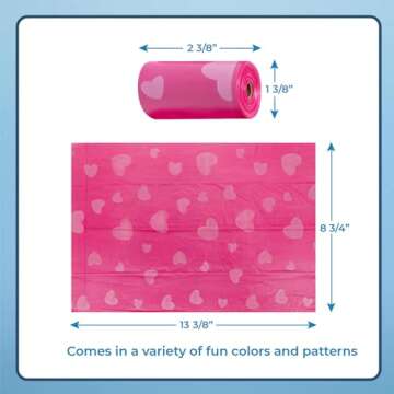 Best Pet Supplies Dog Poop Bags (150 Bags) for Waste Refuse Cleanup, Doggy Roll Replacements for Outdoor Puppy Walking and Travel, Leak Proof and Tear Resistant, Thick Plastic - Pink Heart