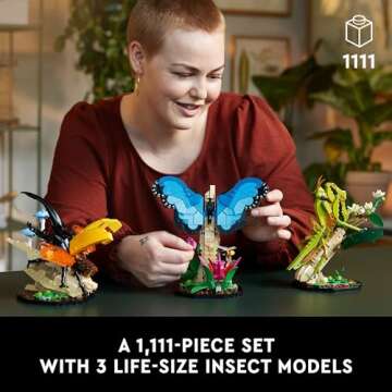 LEGO Ideas The Insect Collection, Fun Gift for Nature Lovers, with Life-Size Blue Morpho Butterfly, Hercules Beetle and Chinese Mantis Display Models, Bug Building Set and Nature Décor, 21342