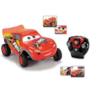 Dickie Toys : Disney Pixar Cars 1:24 Lightning McQueen XRS RC Remote Control Car 2.4 GHz, Illuminated Cars Logo on Steering Wheel, Great Toy for Kids, for Ages 3 and up,Red