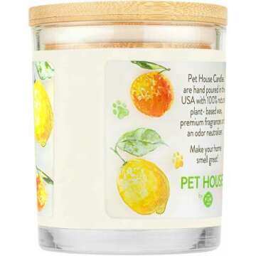 Fresh Citrus Pet House Candle - Eco-Friendly Odor Control