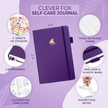 Clever Fox Self-Care Journal – Daily Reflection Notebook – Mental Health & Personal Development Planner, Meditation & Mood Log, A5 (Purple)