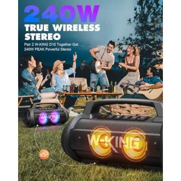 W-KING 120W Waterproof Bluetooth Speaker - Loud, Portable Sound