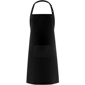 Hyzrz Chef Apron Hat Set, Chef Hat and Kitchen Apron Adult Adjustable Apron with Butcher Hat Baker Costume Kitchen Pocket Apron for Men and Women Father's Gift (Black)