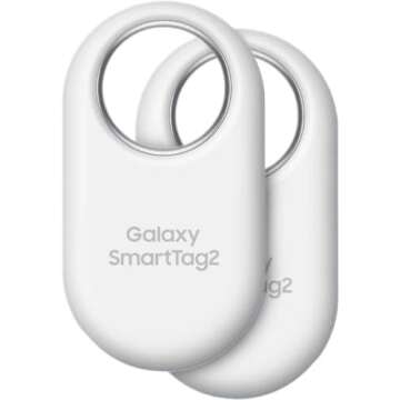 Samsung SmartTag2 (2023) Bluetooth + UWB, IP67 Water and Dust Resistant, Findable via App, 1.5 Year Battery Life (2-Pack) - White (Renewed)