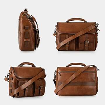 VELEZ Brown Full Grain Leather Messenger Bag for Men and Women - 15 inch Leather Briefcase for Men - Vintage Shoulder Business Crossbody Travel Work Leather Laptop Bag