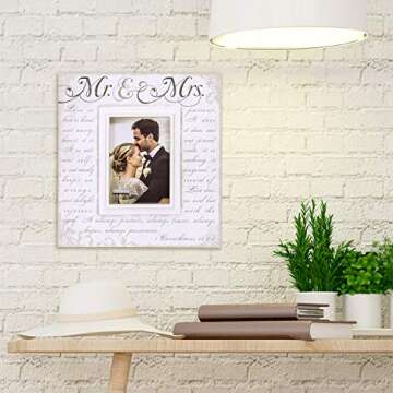 Mr & Mrs Silkscreened Picture Frame 5x7 Off White